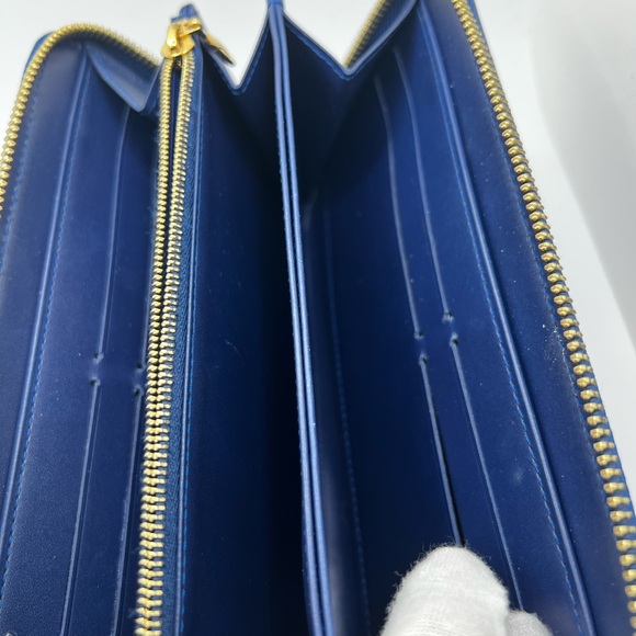 GUG Louis Vuitton Rare Vernis Blue Floral IKAT Zippy Wallet - Picture 6 of 11